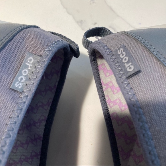 CROCS Sz 11  Busy Day Slip On Removable Insole Canvas Toe Cap Rubber Soles - Picture 5 of 12
